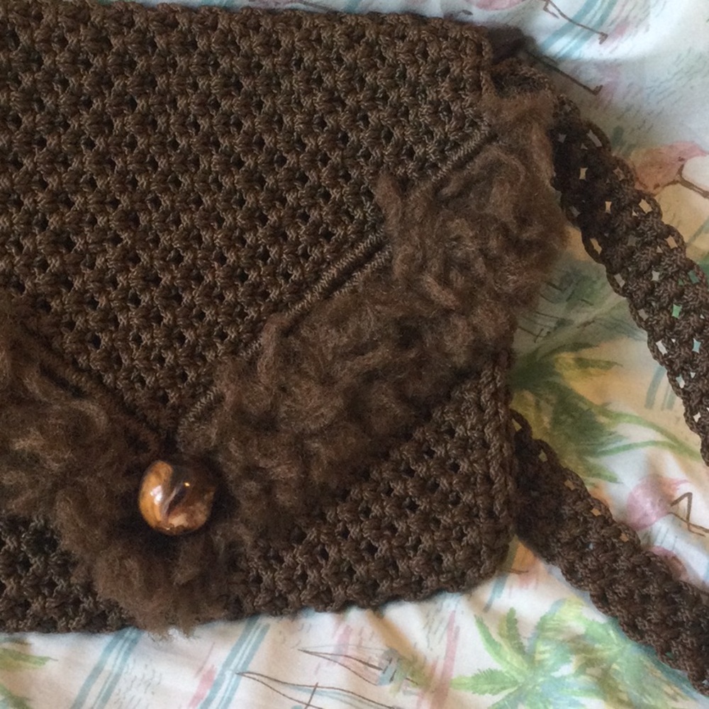 1970’s style macrame shoulder bag.